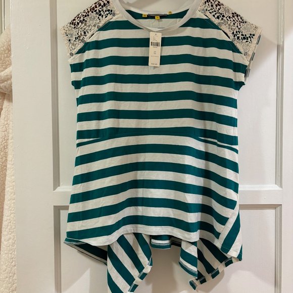 Anthropologie Little Yellow Button Lace Shark bite Hem Top XSmall - New with Tag - Picture 1 of 3